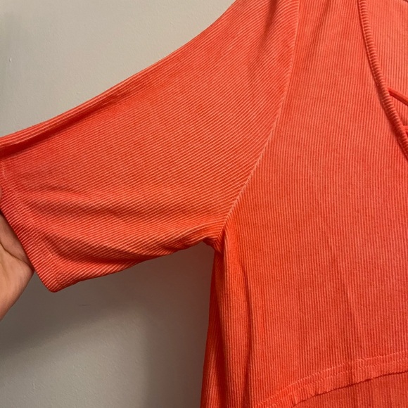 Easel Oversized Ribbed V-Neck T-shirt Sundress- Pink and Orange- Size S - Picture 5 of 12